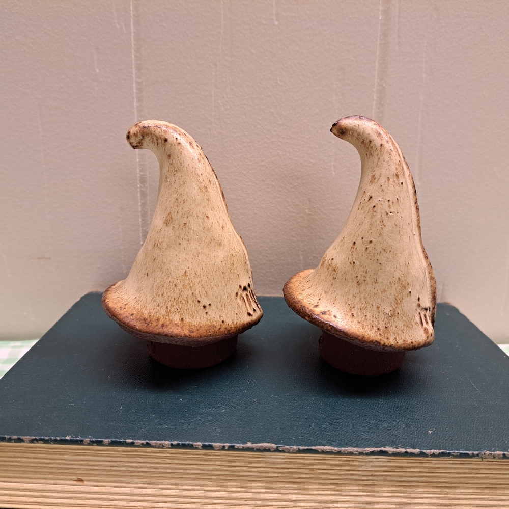 Rustic Handcrafted Brown and Tan Clay Pair Of Gnome Figurines - Picture 3 of 10